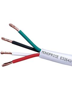 Monoprice 12AWG CL2 Rated 4-Conductor Loud Speaker Cable - 100ft (for in-Wall Installation)