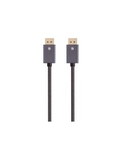 Monoprice DisplayPort 1.4 EasyPlug Nylon Braided Cable - 12 Feet - Gray | Up to 32.4 Gbps, 8K@60Hz, DPCP, HDCP, 3D Video, HBR3, DSC 1.2