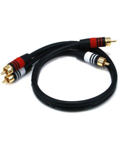 Monoprice 1.5ft Premium 2 RCA Plug/2 RCA Plug M/M 22AWG Cable - Black - (105346)