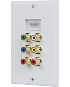 Monoprice Recessed HDMI Wall Plate, with 1 HDMI F/F Adapter & 6 RCA Connector, Gold Plated White